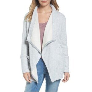 Caslon Asymmetrical Drape Collar Terry Jacket